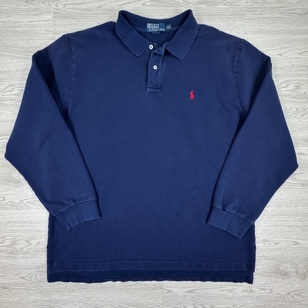 Polo Ralph Lauren Mens Sweatshirt Long Sleeve‎ Polo Navy Blue XXL Fleece Lined